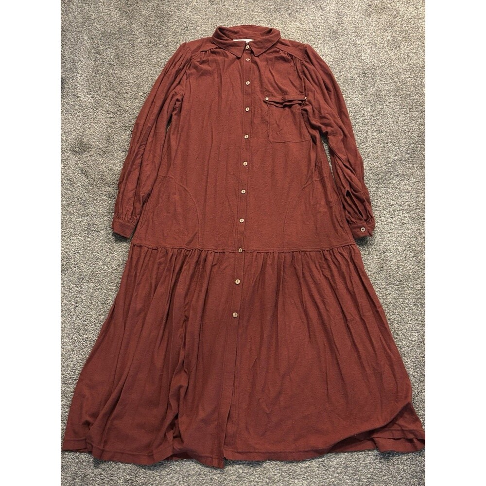 Free People‎ FP Beach Women's XS Dress Old Bay Midi Shirtdress Textured